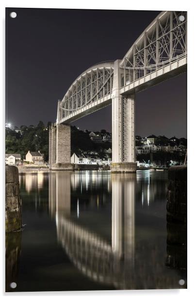 Tamar Bridge Reflections  Acrylic by Mick Blakey