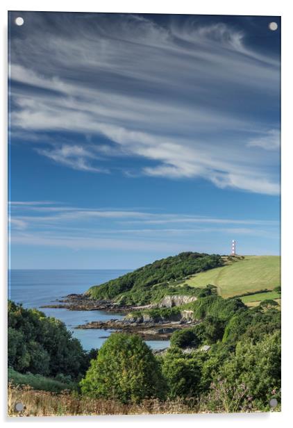 Blue Skies over Gribbin Head, Cornwall Acrylic by Mick Blakey