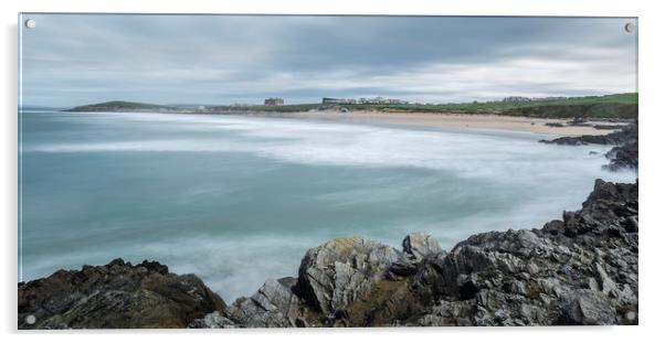 Sweeping Surf, Fistral Beach, Cornwall Acrylic by Mick Blakey