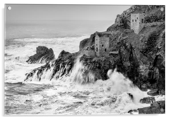 Cliffside Engine Houses, Botallack, Cornwall Acrylic by Mick Blakey