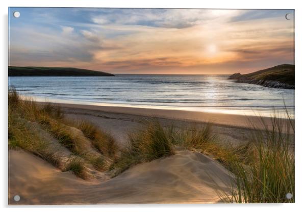 Sunlight over Dunes, Crantock Beach Acrylic by Mick Blakey