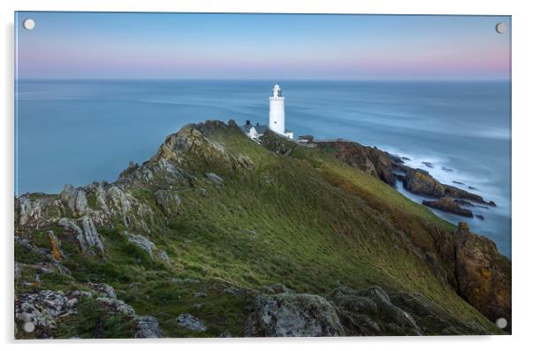 Late Light, Start Point Lighthouse, Devon Acrylic by Mick Blakey