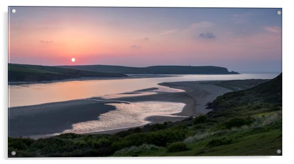Dipping Sun, Camel Estuary, Cornwall Acrylic by Mick Blakey