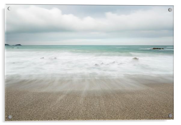 Wave over Shingle, Towan Head, Newquay, Cornwall Acrylic by Mick Blakey