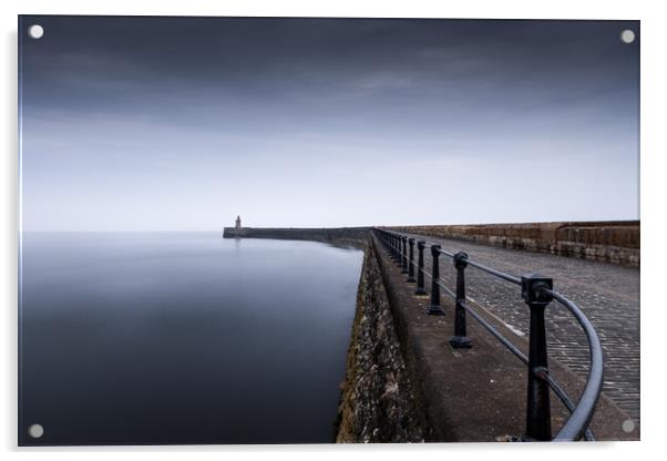 South Shields Pier, Misty Morning Acrylic by Mark Jones