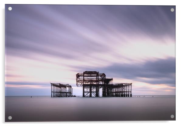 Brighton West Pier, Dramatic Sky Acrylic by Mark Jones