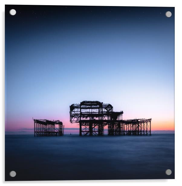 Brighton West Pier, Sundown Acrylic by Mark Jones