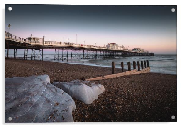 Worthing Pier Sunset Acrylic by Mark Jones