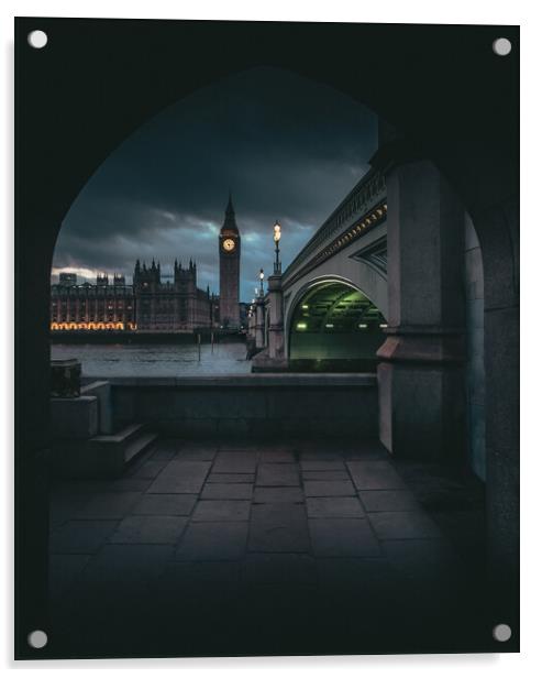 Houses of Parliament, Westminster Bridge, Twilight Acrylic by Mark Jones