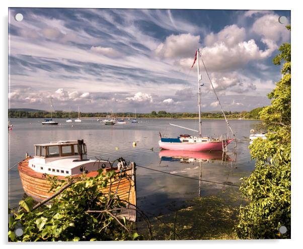 Boats in Chichester Channel Acrylic by Mark Jones