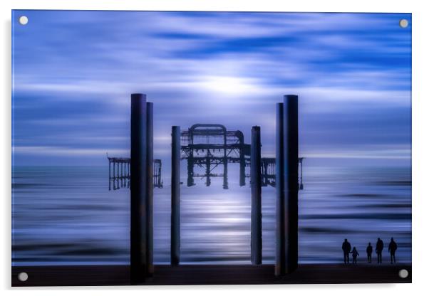 West Pier Moonlit Acrylic by Mark Jones