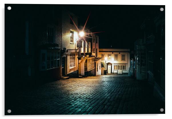 Quay Street, Lymington, Hampshire, UK, at night Acrylic by Mark Jones