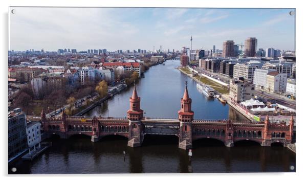 River Spree in the city of Berlin with Oberbaum Bridge Acrylic by Erik Lattwein