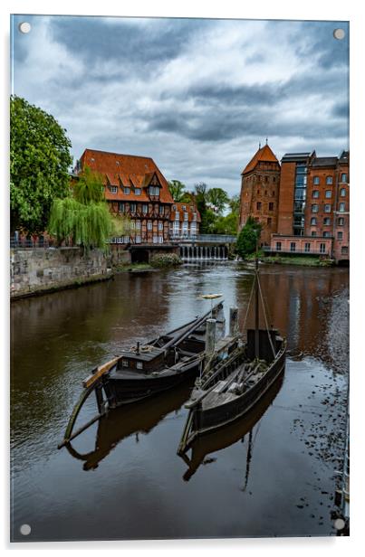 Historic city of Luneburg Germany - CITY OF LUENEBURG, GERMANY - MAY 10, 2021 Acrylic by Erik Lattwein