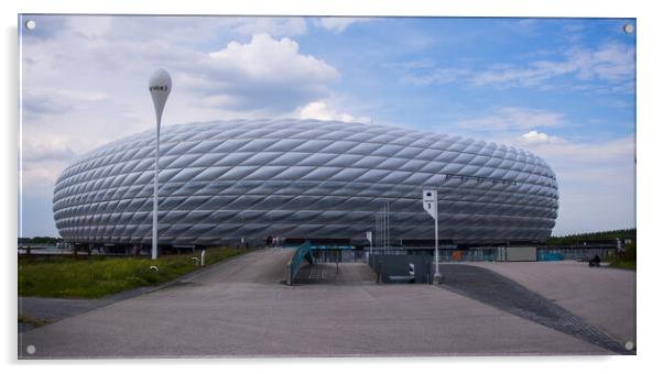 Famous Allianz Arena stadium in Munich - Home of famous soccer club FC Bayern Muenchen - MUNICH, GERMANY - JUNE 03, 2021 - CITY OF MUNICH, GERMANY - JUNE 03, 2021 Acrylic by Erik Lattwein