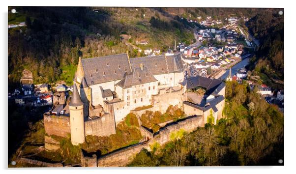 Ancient Vianden Castle in Luxemburg Acrylic by Erik Lattwein