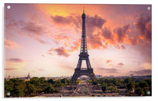 Famous Eiffel Tower in Paris - most famous landmark in the city Acrylic by Erik Lattwein