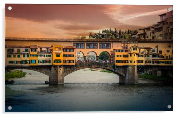 Famous Ponte Vecchio Bridge in Florence Acrylic by Erik Lattwein