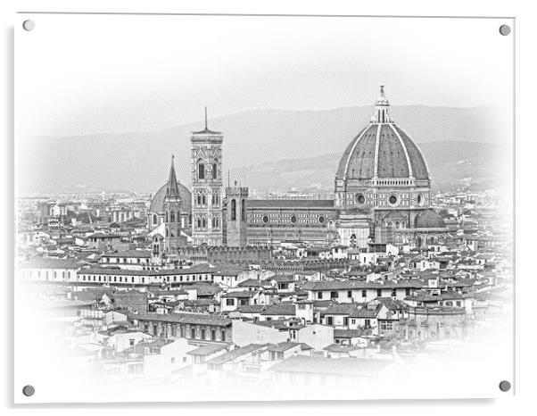 Panoramic view over the city of Florence from Michelangelo Squar Acrylic by Erik Lattwein