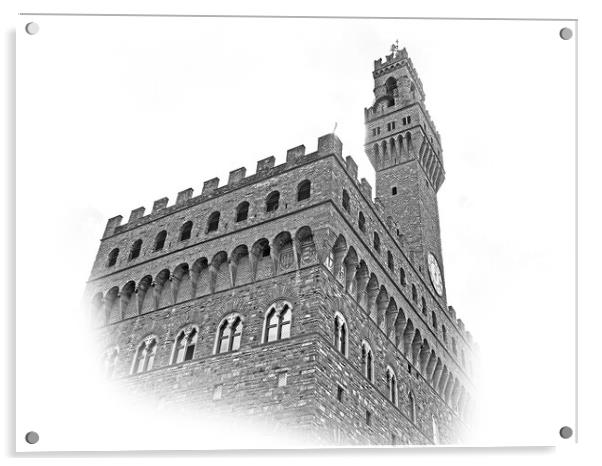 Famous Palazzo Vecchio in Florence - the Vecchio Palace in the h Acrylic by Erik Lattwein