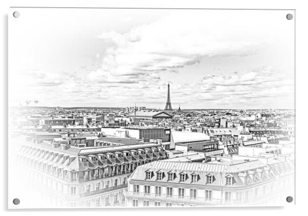 Aerial view over Paris with Eiffel Tower Acrylic by Erik Lattwein