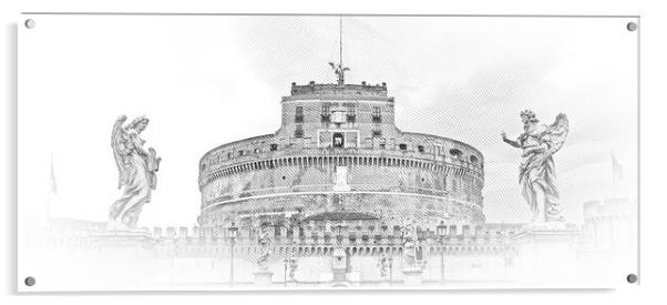 Very popular attraction in the City of Rome - The Castel Sant An Acrylic by Erik Lattwein