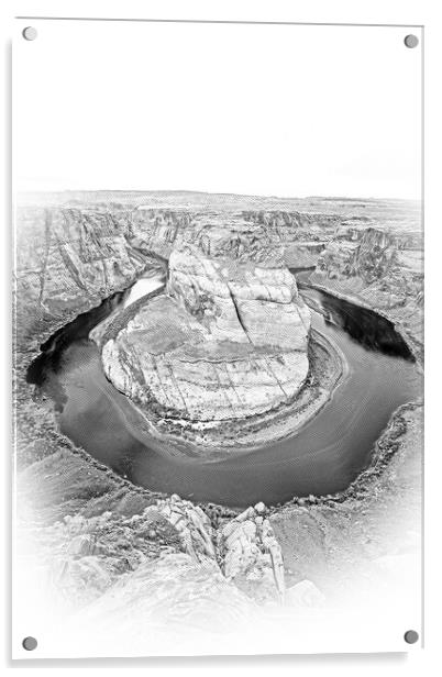 Wide angle view over Horseshoe Bend in Arizona Acrylic by Erik Lattwein