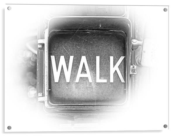 Walk - Dont Walk old traffic lights in Tulsa Downtown Acrylic by Erik Lattwein