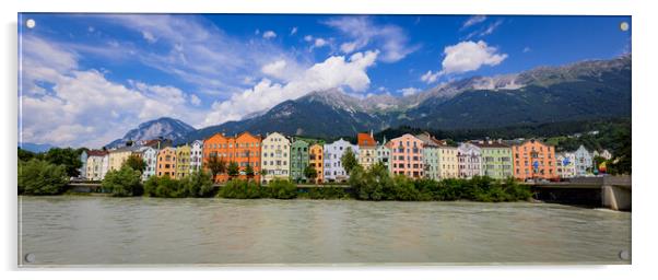 The famous colorful houses at River Inn in Innsbruck Acrylic by Erik Lattwein