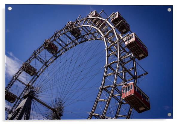 Vienna Ferris Wheel at Prater Entertainment Park - VIENNA, AUSTRIA, EUROPE - AUGUST 1, 2021 Acrylic by Erik Lattwein