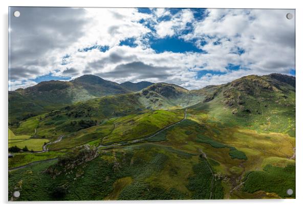 The amazing landcape of the Lake District National Park - aerial view from above Acrylic by Erik Lattwein