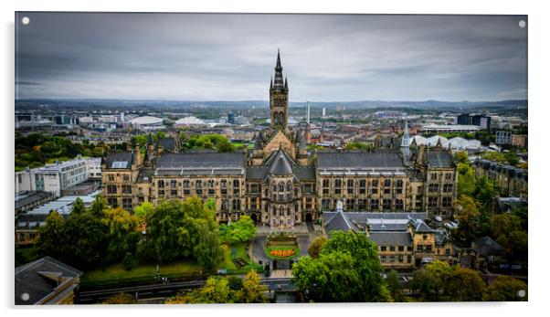 Glasgow University from above - aerial view Acrylic by Erik Lattwein