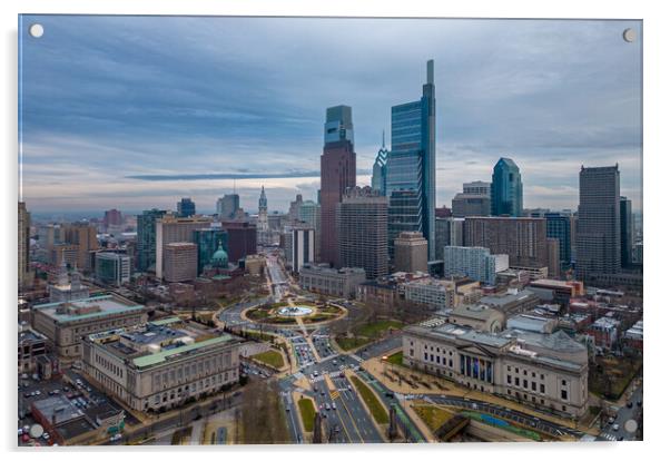 City Center of Philadelphia - aerial view - travel photography Acrylic by Erik Lattwein