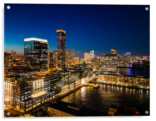 Jersey City by night - view from above - travel photography Acrylic by Erik Lattwein