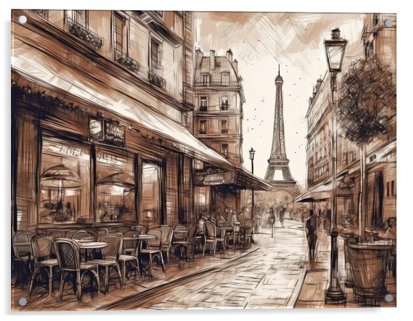 A Wonderful day in Paris - Sketch Acrylic by Erik Lattwein