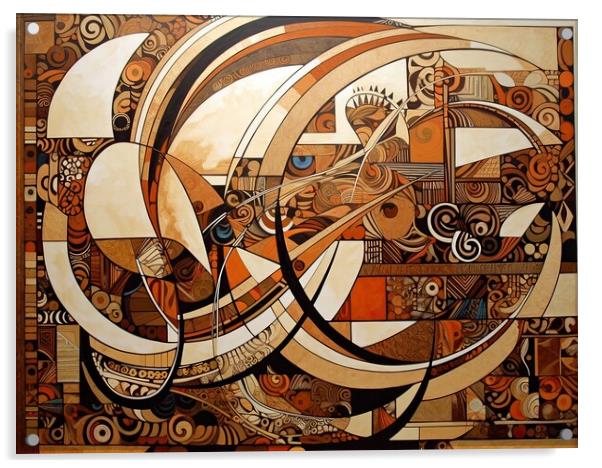 Abstract Pattern of Geometric forms in warm colors Acrylic by Erik Lattwein