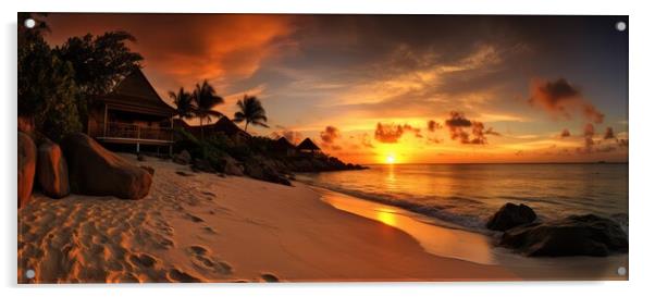 Sunset Beach Acrylic by Erik Lattwein
