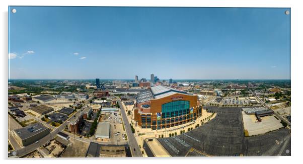 Lucas Oil Stadium in Indianapolis - panoramic aerial view - INDIANAPOLIS, USA - JUNE 08, 2023 Acrylic by Erik Lattwein