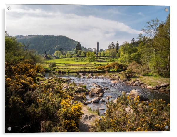 Small creek art Glendalough in the Wicklow Mountai Acrylic by Erik Lattwein