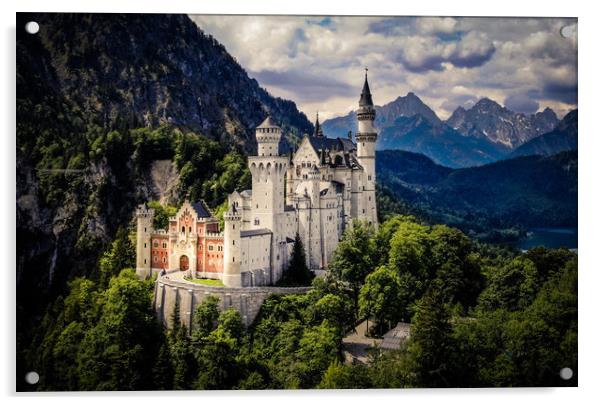 Famous Neuschwanstein Castle in Bavaria Germany -  Acrylic by Erik Lattwein