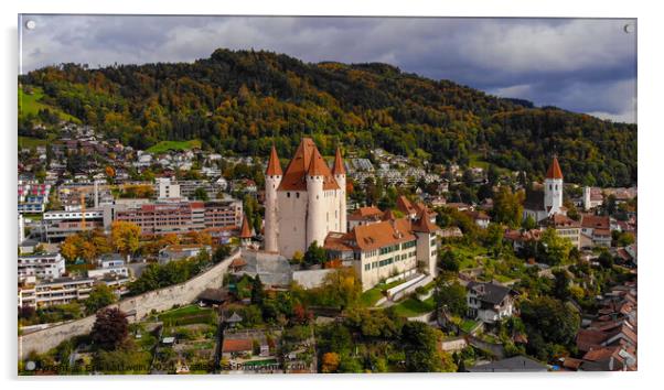 Thun Castle in Switzerland from above Acrylic by Erik Lattwein