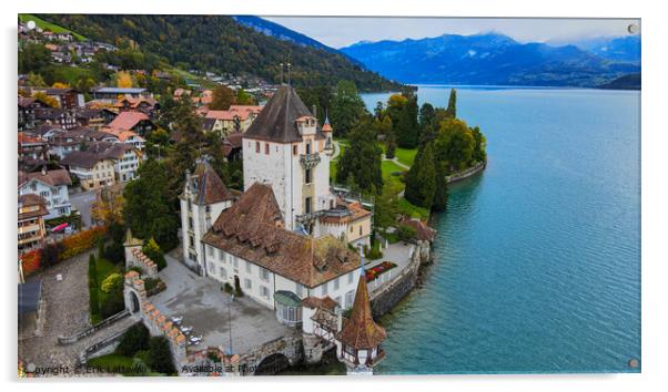 Famous Castle Oberhofen at Lake Thun in Switzerland Acrylic by Erik Lattwein