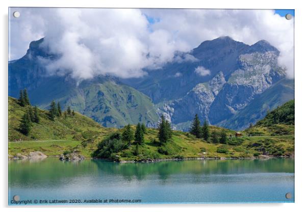 Amazing Switzerland - Mountain Lake Truebsee Acrylic by Erik Lattwein