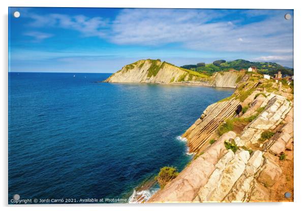 Zumaya Flysch Cliffs, Gipuzkoa - CR2106-5668-GLA Acrylic by Jordi Carrio