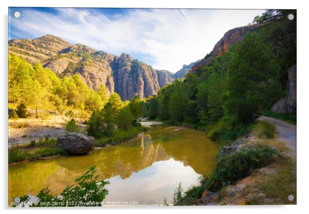 Route through Las Pesqueras of the Ulldemó river in Beceite -1  Acrylic by Jordi Carrio