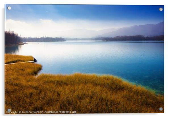Panoramic view of Banyoles lake in winter - Orton glow Edition  Acrylic by Jordi Carrio