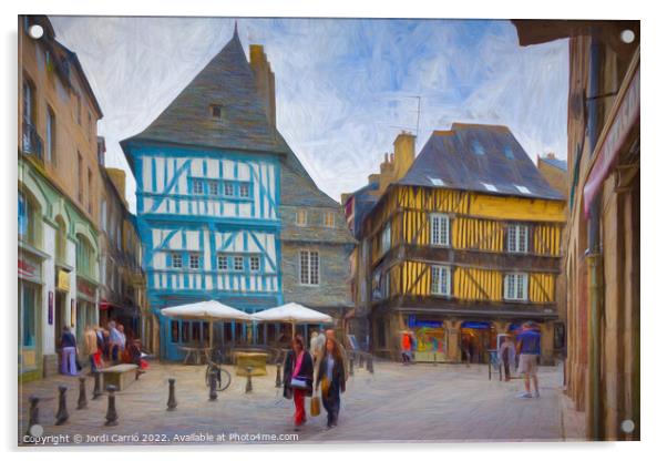 Medieval Charm in Dinan - C1506-1618-PIN Acrylic by Jordi Carrio
