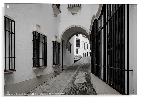 Medieval Streets of Ronda - C1804 2917 BW Acrylic by Jordi Carrio