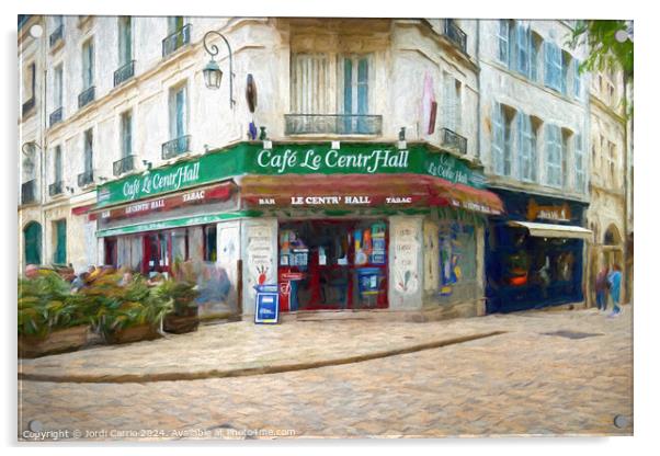 The charm of a café in Orleans - LU2304-1030297-OIL Acrylic by Jordi Carrio