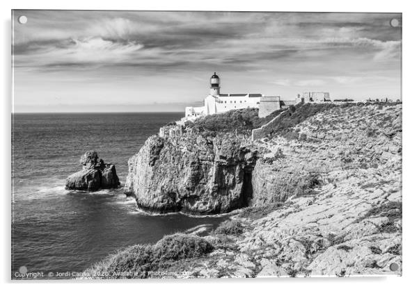 Lighthouse of Cape San Vicente - Black and white Acrylic by Jordi Carrio